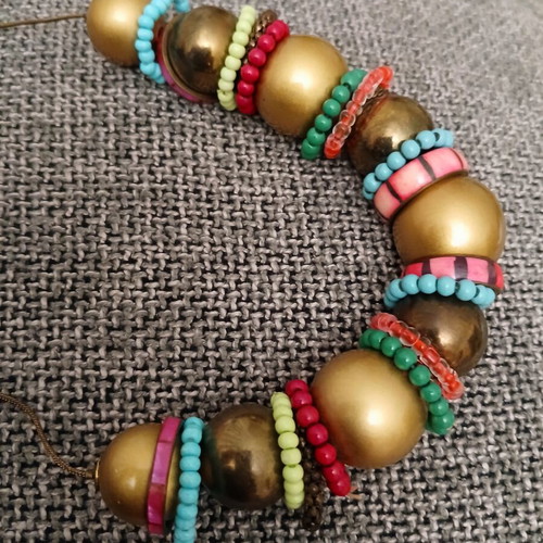 Long colorful necklace like new, boho style, 72cm+6cm extension