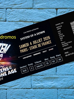 System of a Down hard copy custom concert ticket memorabilia