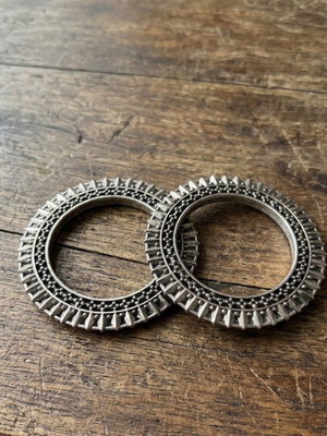 Silver hoop earrings with embossed design new
