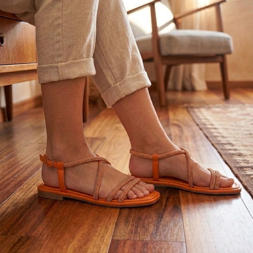 Marco Tozzi orange sandals with rhinestones, size 39