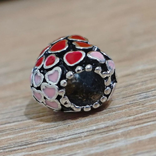 Silver charm hearts with enamel like new
