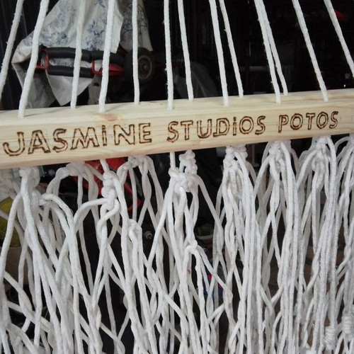 Hammock without knots 210x150 cm with polyester rope and wooden slats