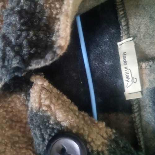 Checked coat unused, 50% viscose, one size, black and beige