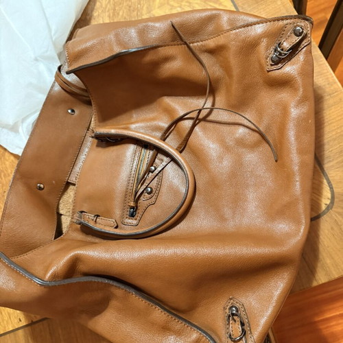 Balenciaga Paris leather tote shoulder bag, tan
