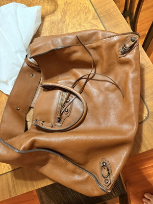 Balenciaga Paris leather tote shoulder bag, tan