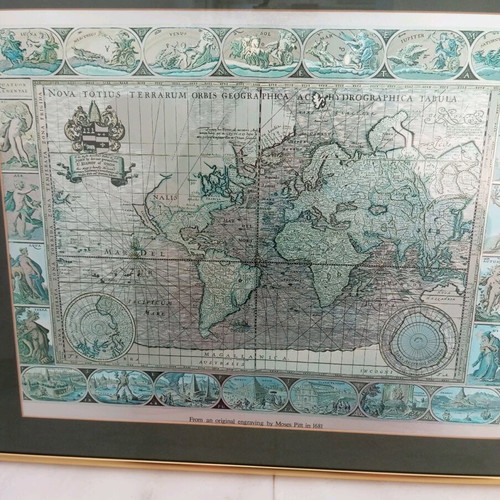 Map print painting like new, 61×51 cm