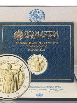 Βατικανό 2 Ευρώ 2022 Παύλος ΣΤ' καινούργιο, SAC blister