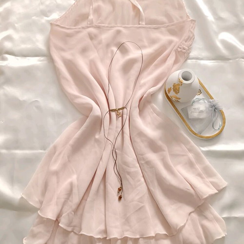 Pink Marks & Spencer Baby Doll nightgown with pleated details and floral trim