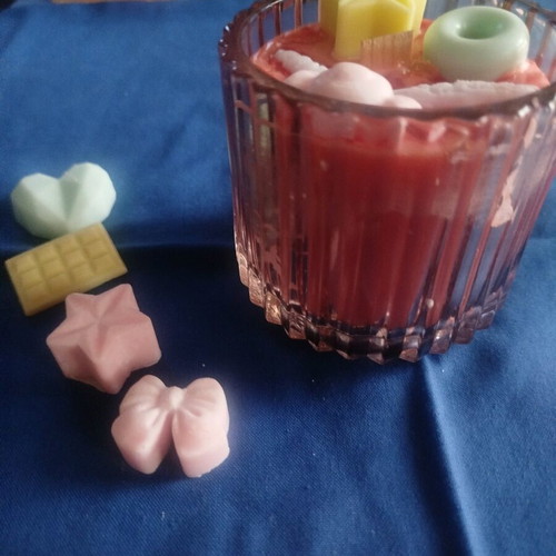 Soy and gel scented candle with brownies, Lila and choco melts, new