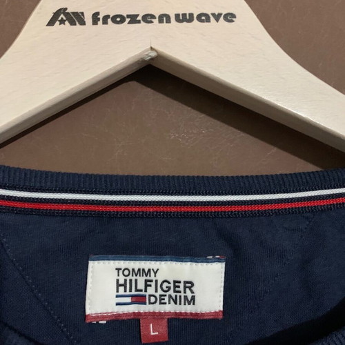 Tommy Hilfiger long sleeve T-shirt used, size large, blue with white