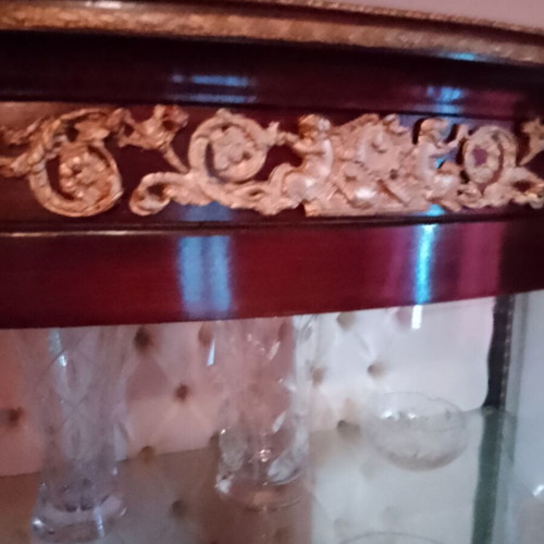 Display cabinet like new made of olive wood and oak with brass details