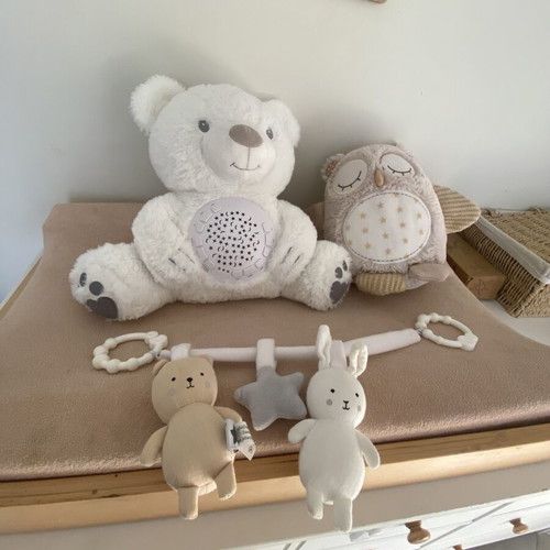 Baby plush toys with white noise projector and stroller toy