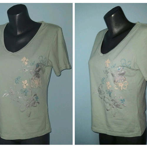 Soya t-shirt style blouse like new, green with decorations