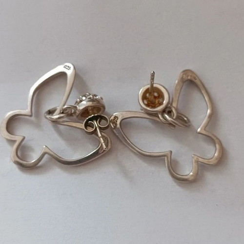 Folli Follie Butterfly Silver Earrings 925 like new with strass