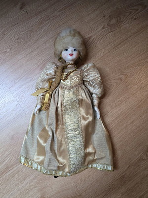 Russian handmade glass doll like new, golden with glass feet
