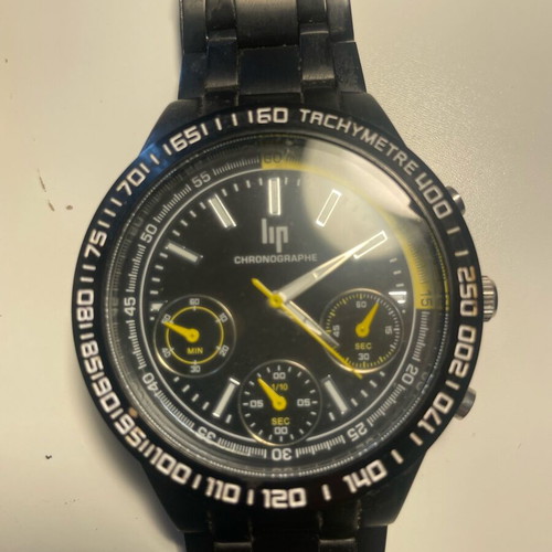 Set of 2 men's Lip and Vuillemin Regnier watches used, black