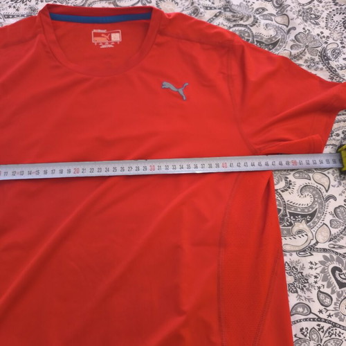 Puma men's technical sports t-shirt size M, like new, red with reflective details