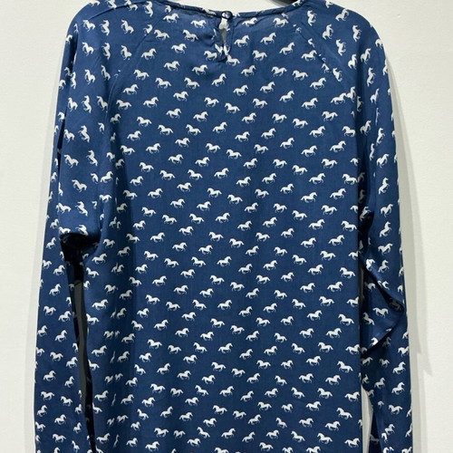 Blue blouse with horse pattern size M like new