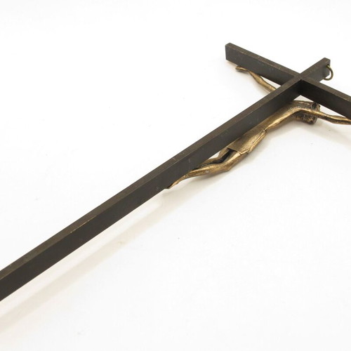 Vintage wall crucifix Jesus Christ brass circa 1970s Belgium like new