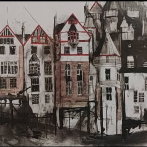 Ramsay Garden illustration print by Liana Moran, Edinburgh