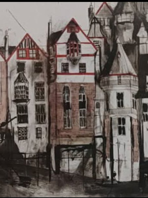 Ramsay Garden illustration print by Liana Moran, Edinburgh