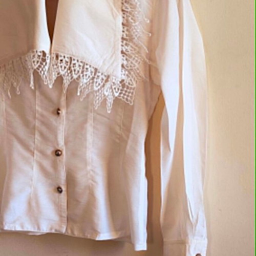 ZIC ZAC women's lace cotton shirt one size like new, white