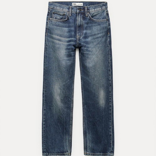 Zara mid/high rise straight jeans like new, size 34 blue