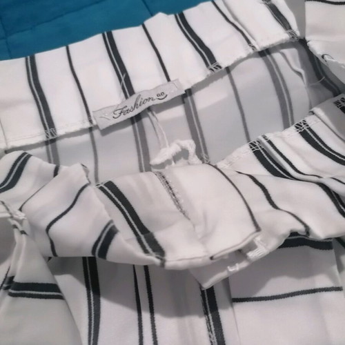 Paper bag pants used black and white, size S, with belt
