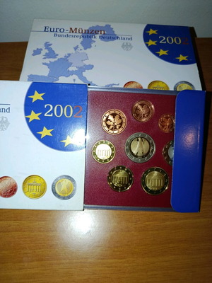 Πλήρες proof set νομισμάτων Γερμανίας 2002 με 5 κασετίνες