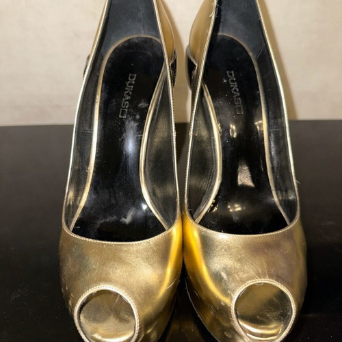 Dukas pumps used, gold-black, size 37, stiletto heel