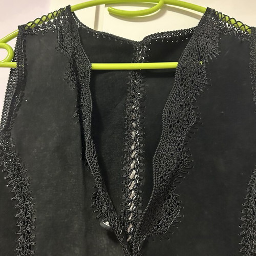 Black suede vest with boho details like new