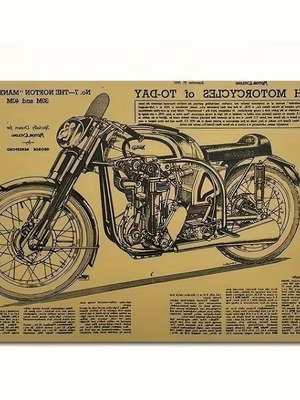 Vintage motorcycle poster new, 51 × 35 cm