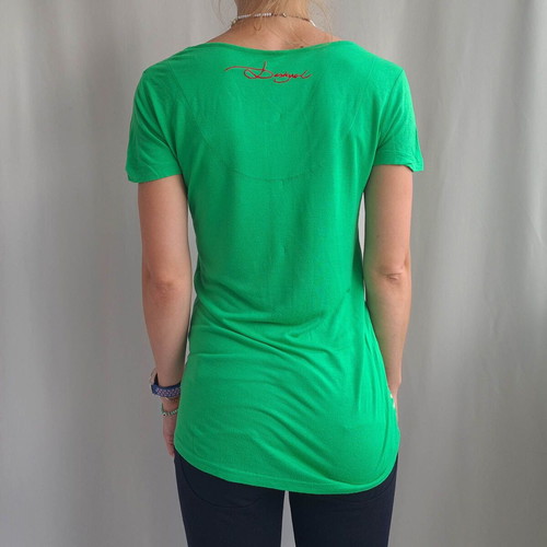Desigual women's green T-shirt size L used with embroidery, sequins, beads