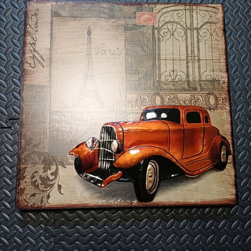 Tin car vintage art print like new, modern art