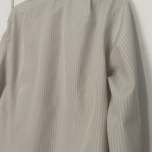 Charvet men long-sleeve shirt like new, beige striped, French cuff, cotton