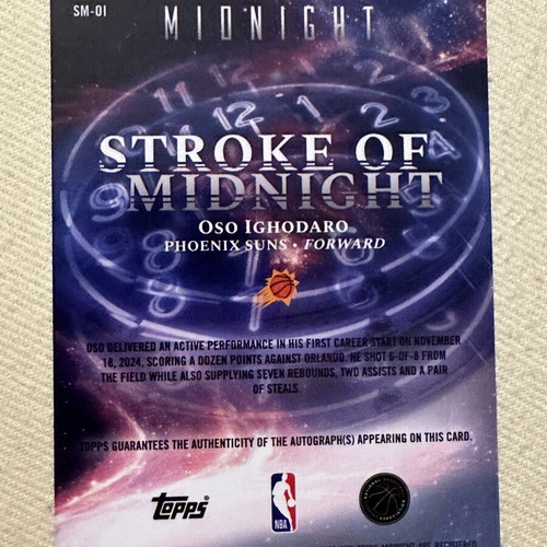 Oso Ighodaro 2025-26 Topps Midnight Strike autograph card used