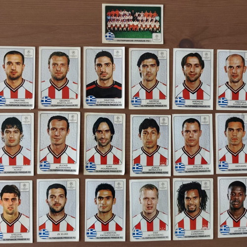 Olympiakos Piraeus FC 2001-02 Panini Champions League stickers, set of 19