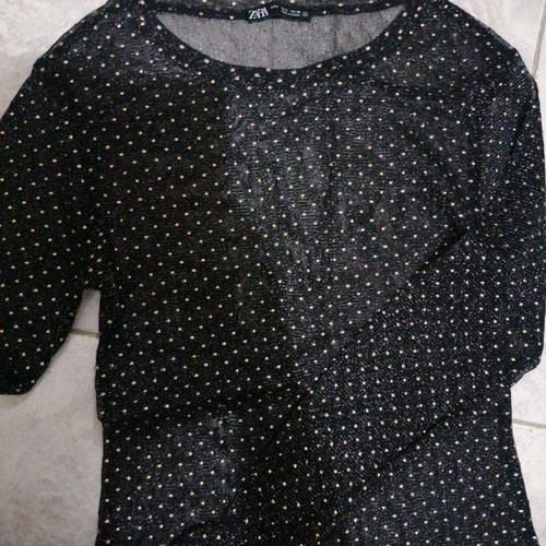 See through women's blouse Zara new with studs and silver glitter