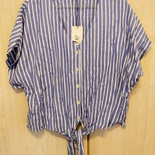 Frane women's plus size shirt new, white and blue