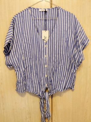 Frane women's plus size shirt new, white and blue