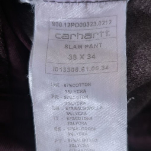Carhartt WIP Slam Pant burgundy size 38x34 like new
