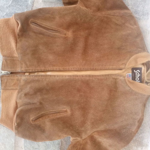Bomber jacket Schott made of quality goat suede used, brown, size 48
