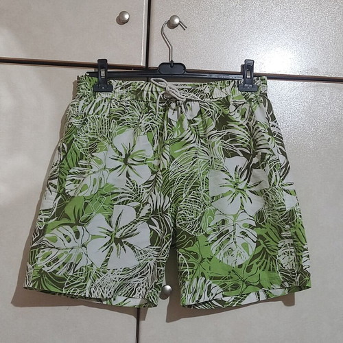 Men's swim shorts size L like new, white and green
