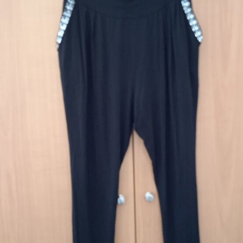 Leggings black used, soft viscose with pockets, size L