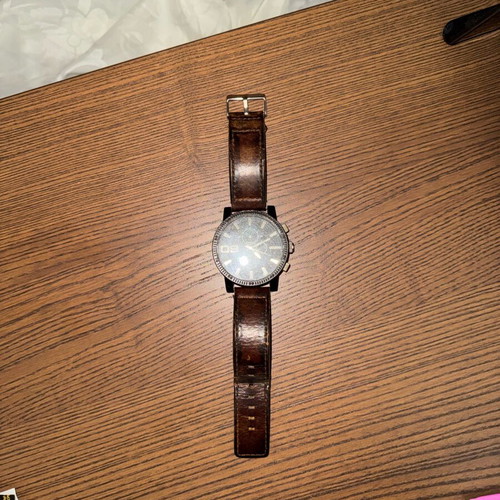 Oozoo men's watch used with brown leather strap and minimal dial