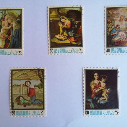 Collectible stamps used, pack of 5 pieces