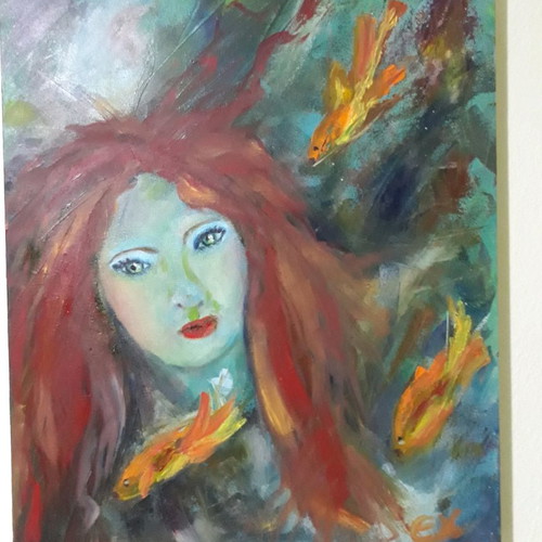 Fantasy Art Mermaid oil painting on canvas 50x40 cm handmade