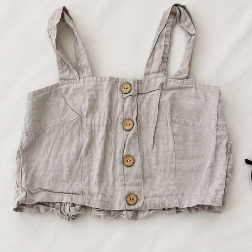 Linen crop top, beige, size M