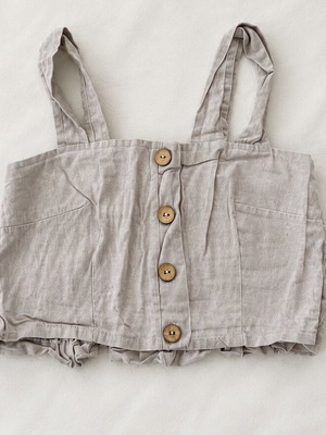 Linen crop top, beige, size M