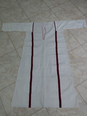 Traditional Women's Costume New White with Red Stripes